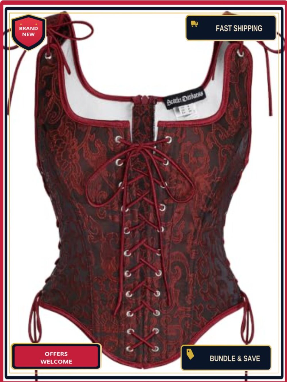 Scarlet Darkness Women's Renaissance Corset Top Steel Boned Bustier Costume